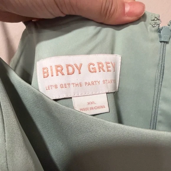 BIRDY GREY Satin Side Slit Maxi Gown Bridesmaid Mint Green Dress Sz XXL - Picture 5 of 6